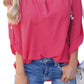 Frankie & Pop Women's Spring Long Sleeve Button Detail Lightweight Dressy Chiffon Beauty Blouse Pink Size Small