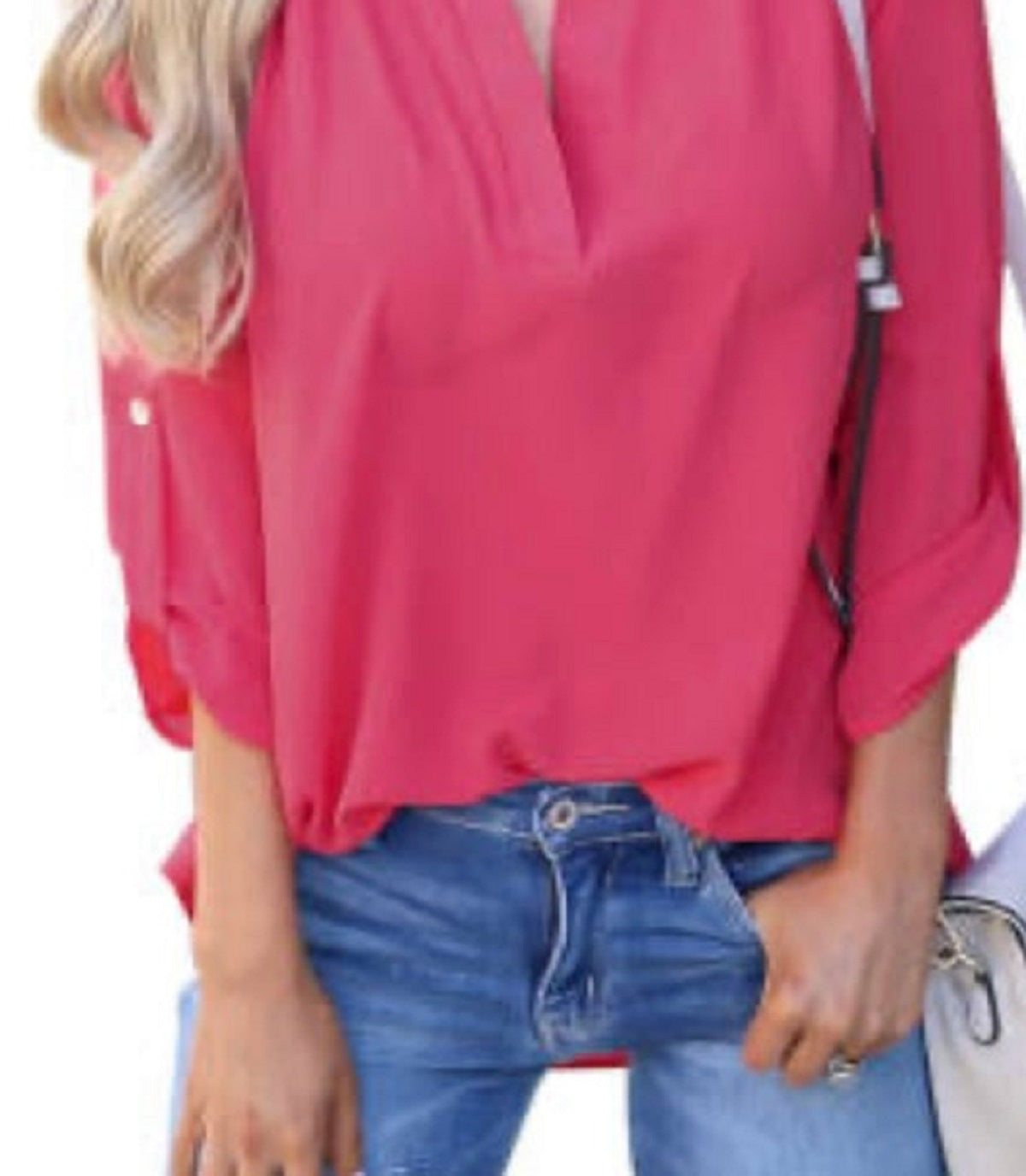 Frankie & Pop Women's Spring Long Sleeve Button Detail Lightweight Dressy Chiffon Beauty Blouse Pink Size Small