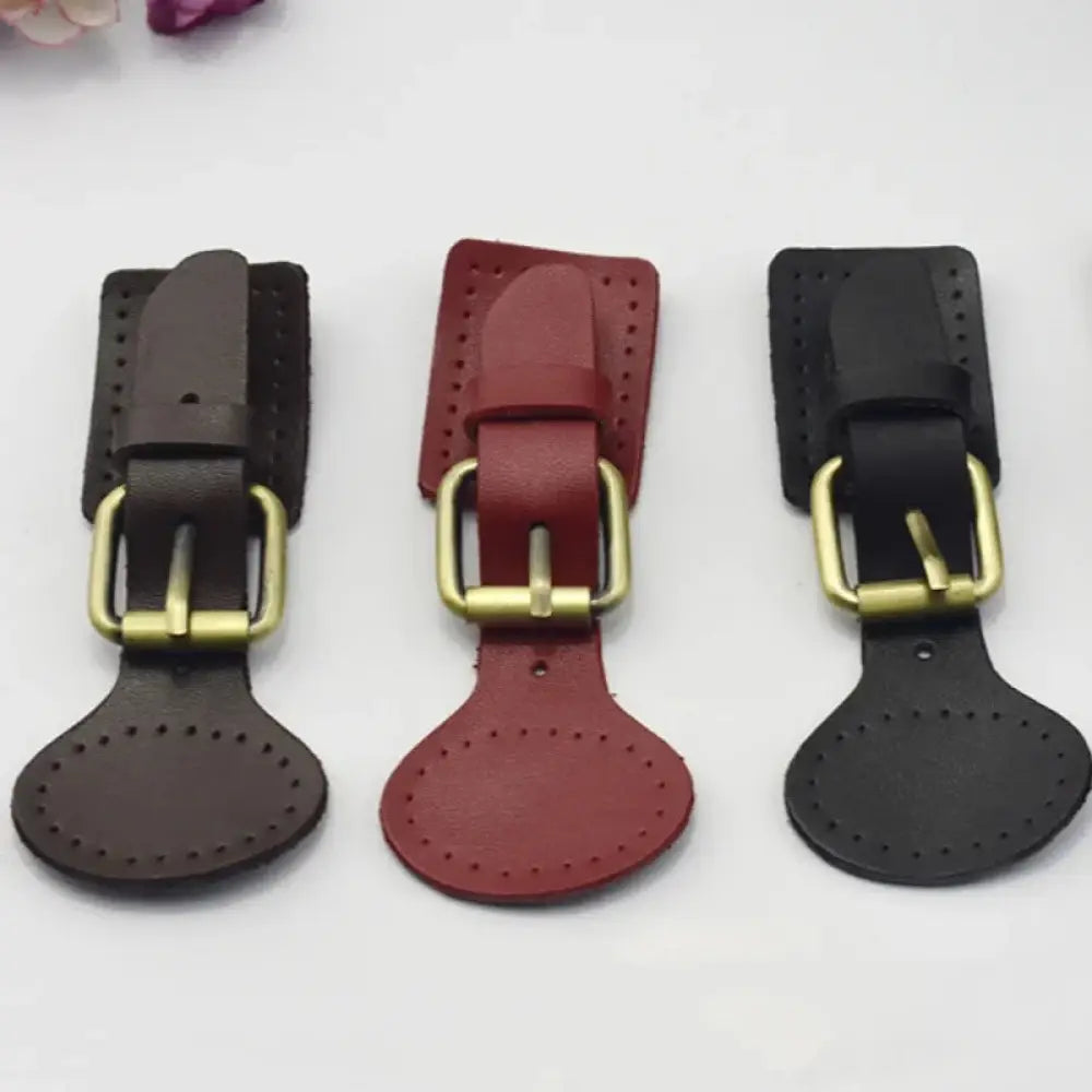 Handcrafted Oval Leather Hook Fasteners with Brass Hardware