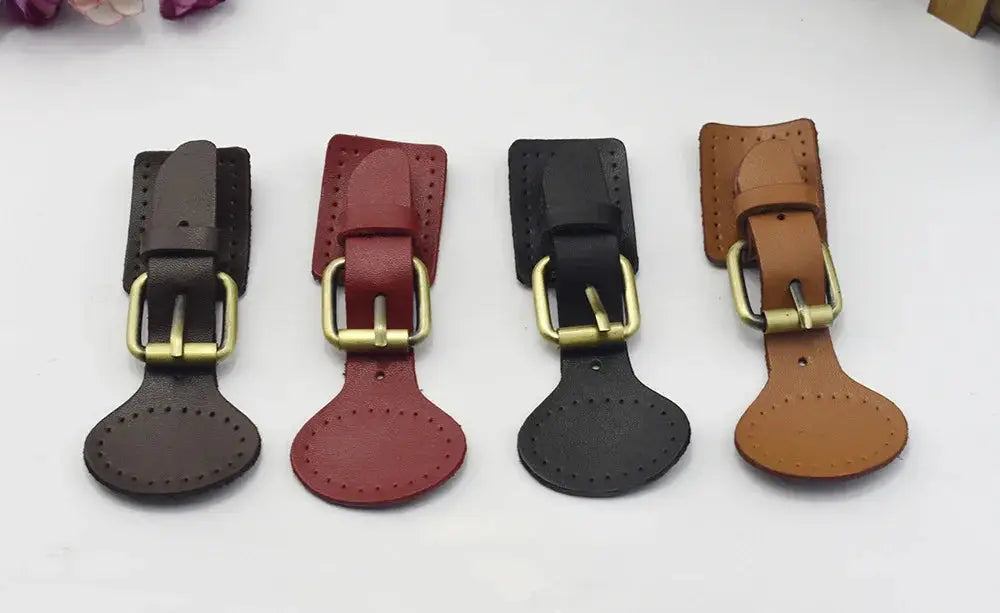 Handcrafted Oval Leather Hook Fasteners with Brass Hardware
