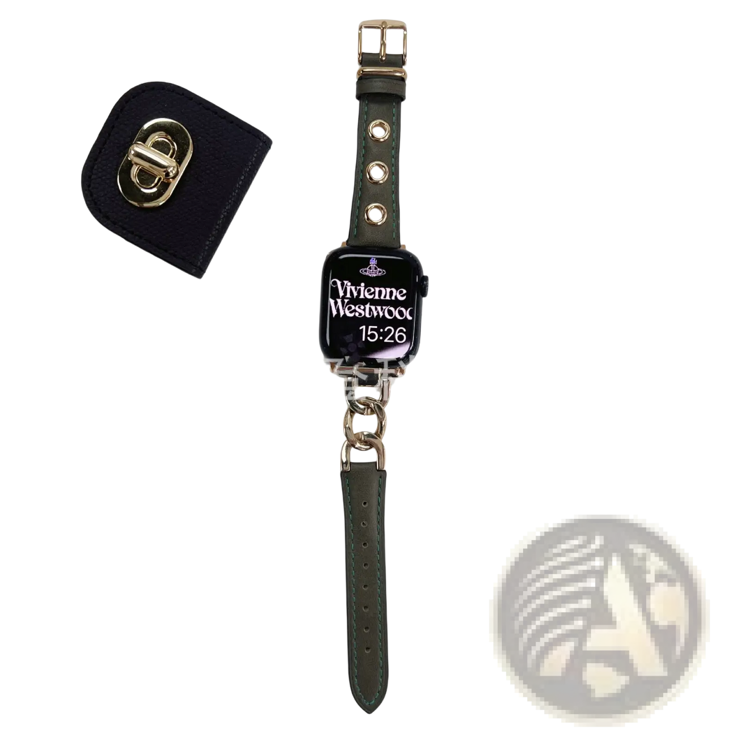 Leather Apple Watch Band with Retro Chain Link