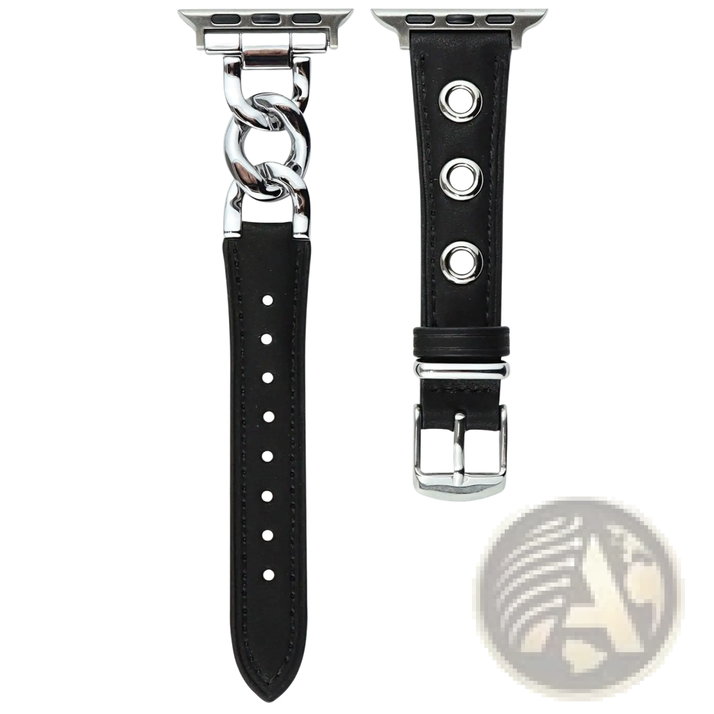 Leather Apple Watch Band with Retro Chain Link