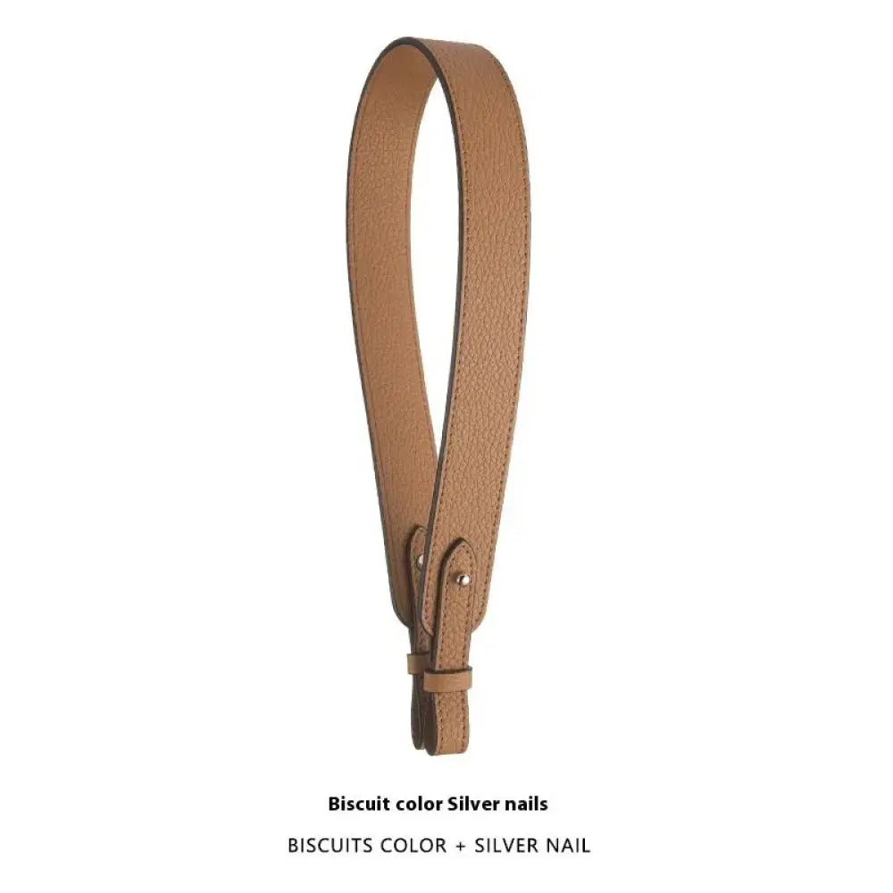 Adjustable Textured Leather Handbag Strap with Gold Clasp