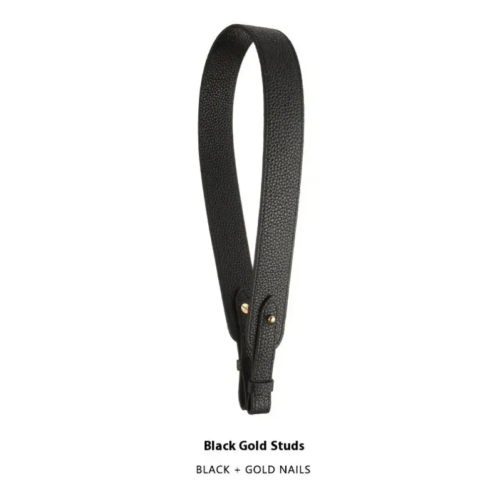 Adjustable Textured Leather Handbag Strap with Gold Clasp