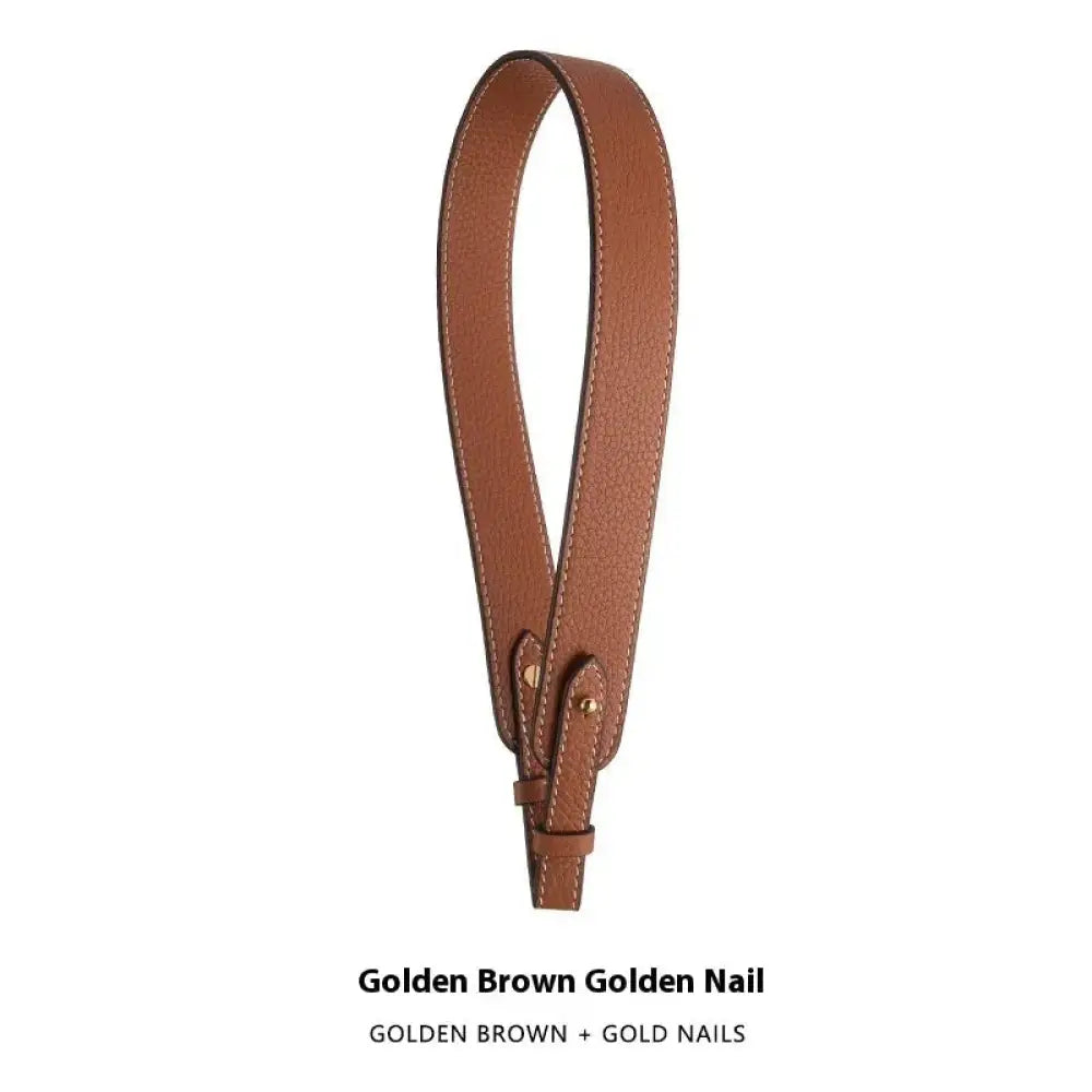 Adjustable Textured Leather Handbag Strap with Gold Clasp