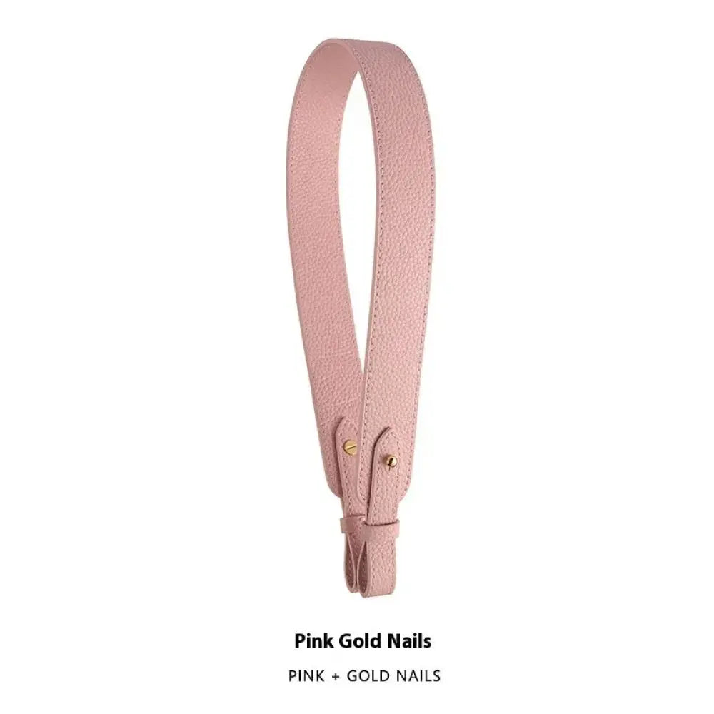 Adjustable Textured Leather Handbag Strap with Gold Clasp
