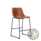 Leather Bar Stools Set of 2 Mid Century Counter Chairs