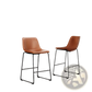Leather Bar Stools Set of 2 Mid Century Counter Chairs