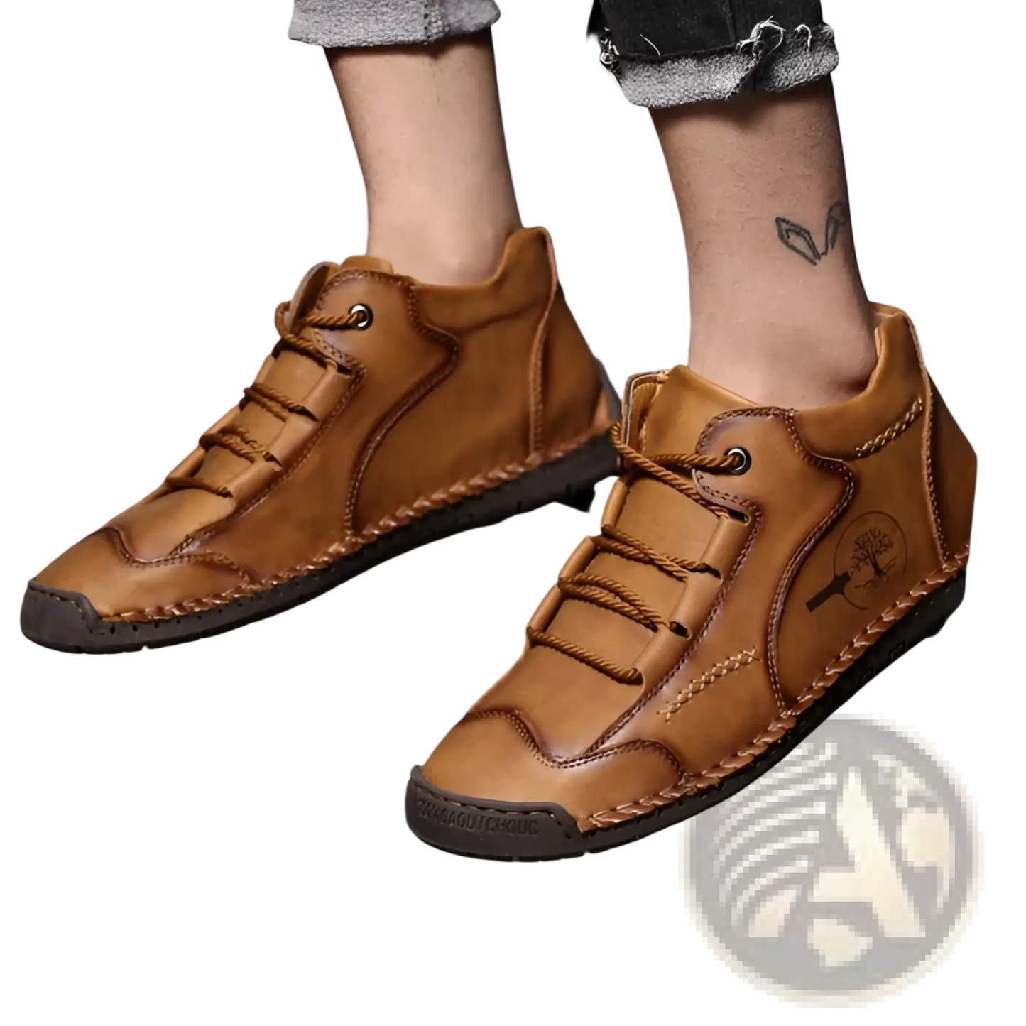 Leather Boots Hand Stitched Vintage High Top Sneakers