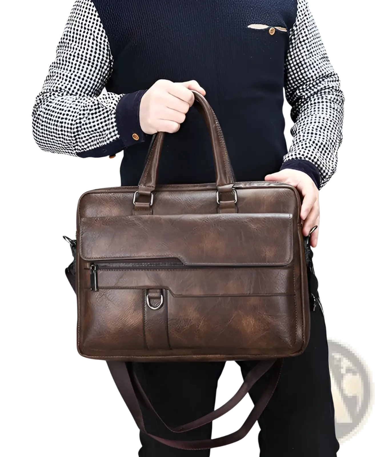 Leather Briefcase Shoulder Bag for Men Premium Pu