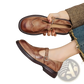 Leather Brogue Mary Jane Shoes for Women Brown Black