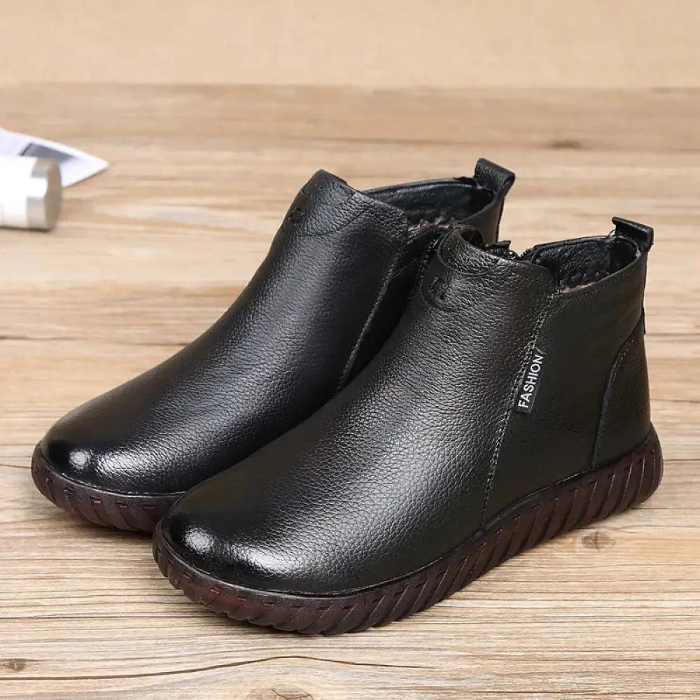 Women's Non-slip Leather Warm Cotton Ankle Boots