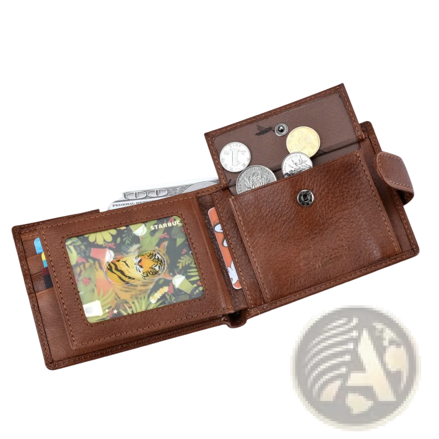 Leather Cowhide Wallet Multifunctional Bifold Clutch
