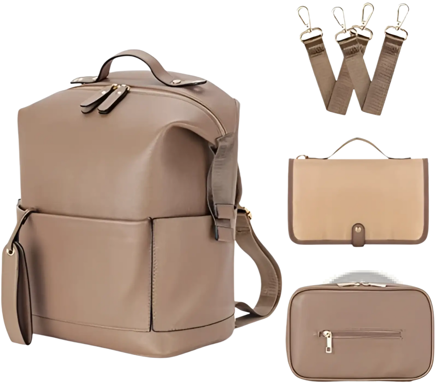 Leather Diaper Bag Backpack Large Capacity Set