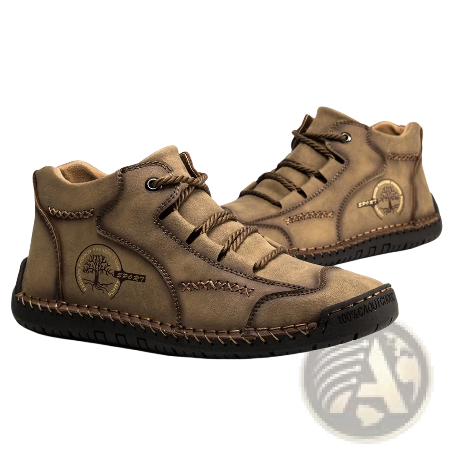 Leather High Top Sneakers Vintage Hand Stitched Shoes