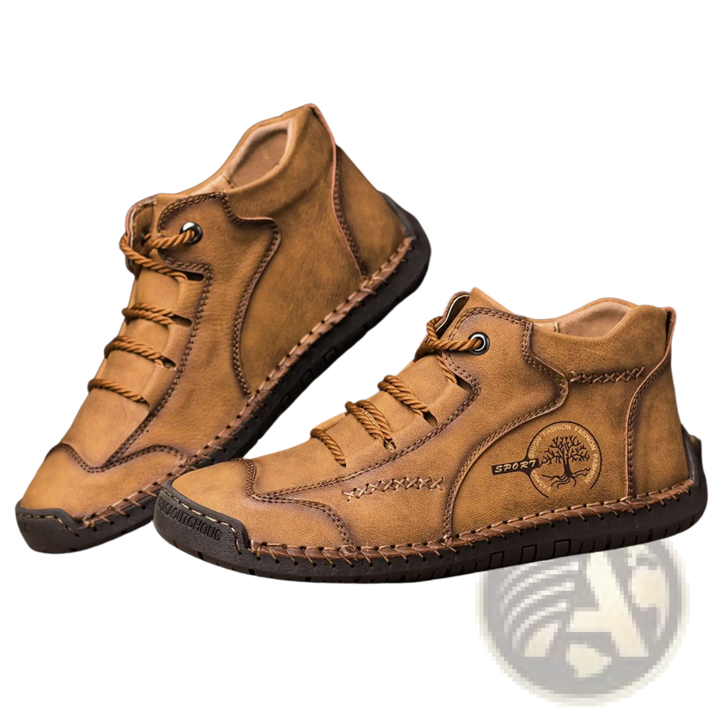 Leather High Top Sneakers Vintage Hand Stitched Shoes