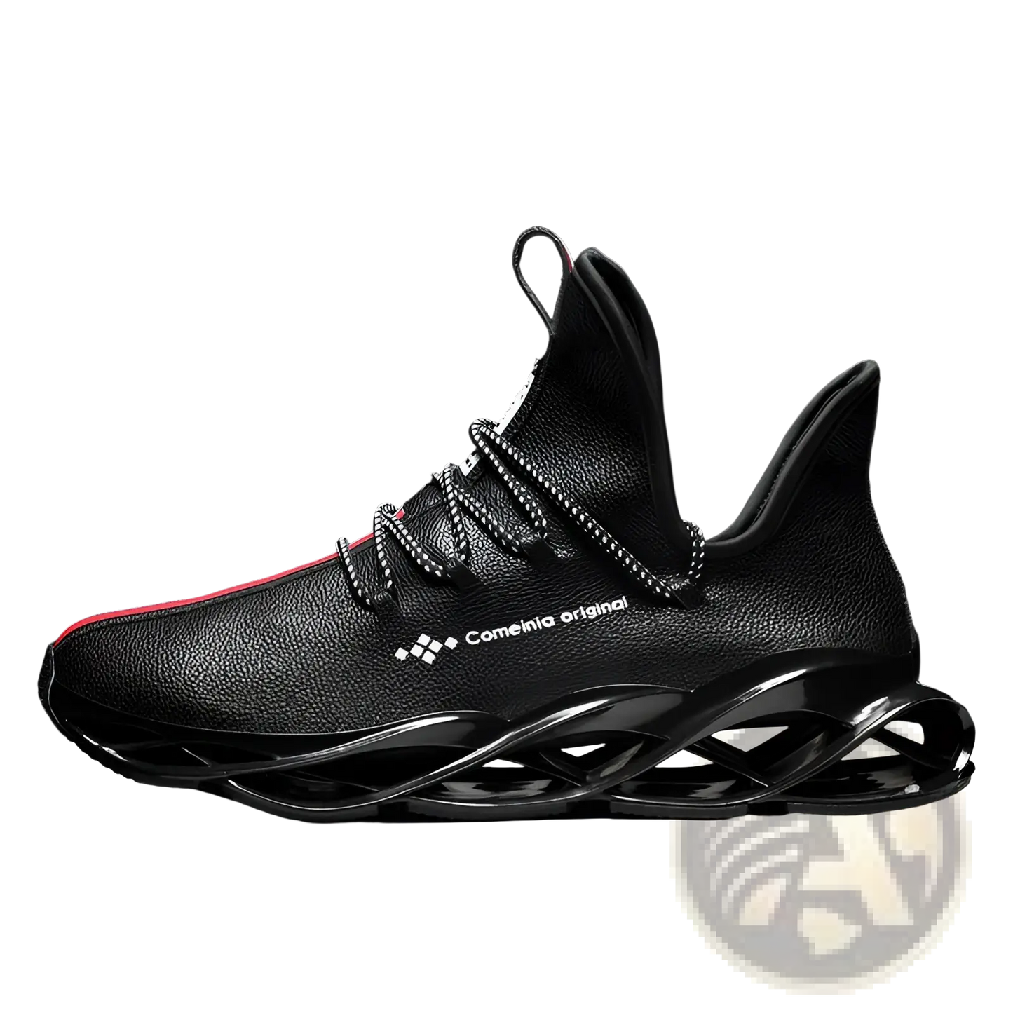 Leather Hiking Shoes Fashion Sneakers with Red Accents