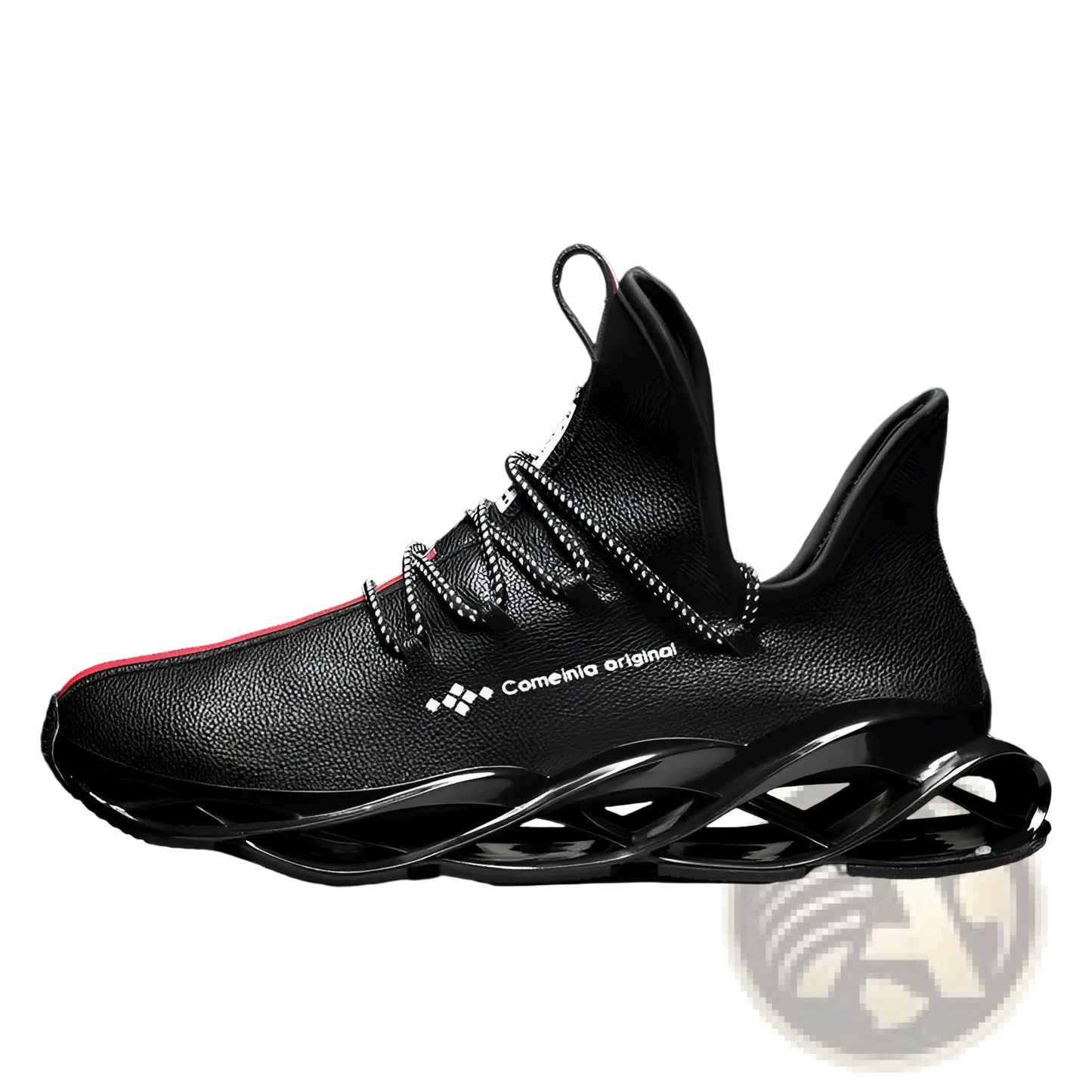 Leather Hiking Shoes Fashion Sneakers with Red Accents