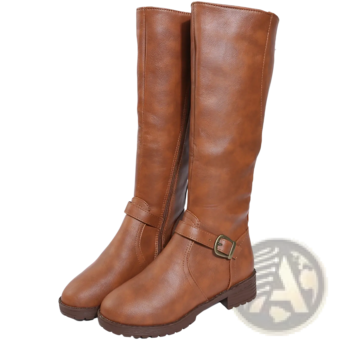 Leather Knee High Knight Boots with Buckle Strap