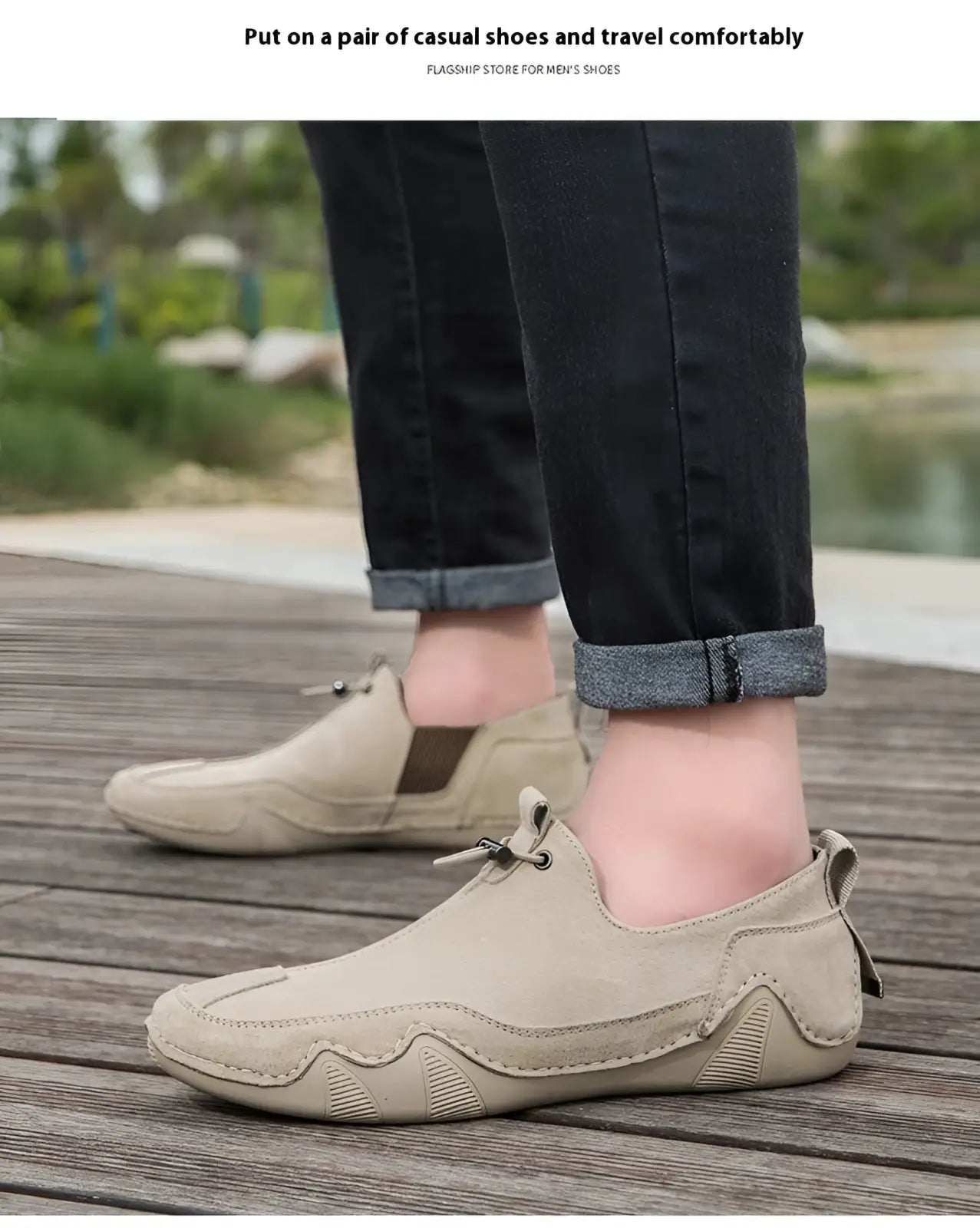 Leather Loafers Breathable Suede Slip on Casual Shoes