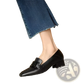 Leather Loafers with Metal Buckle Square Toe Pumps