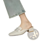 Leather Loafers with Metal Buckle Square Toe Pumps