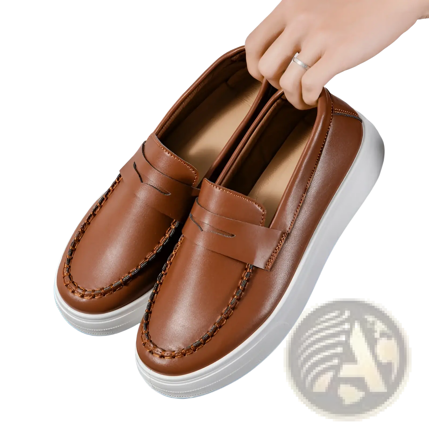 Leather Loafers with White Rubber Soles