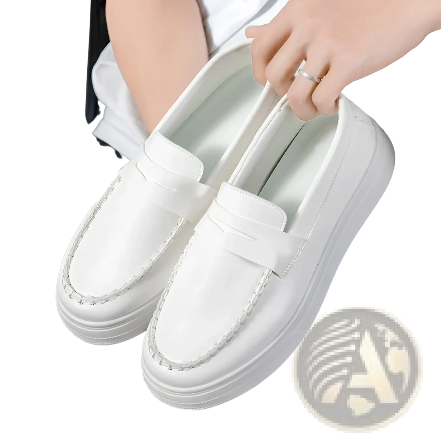 Leather Loafers with White Rubber Soles