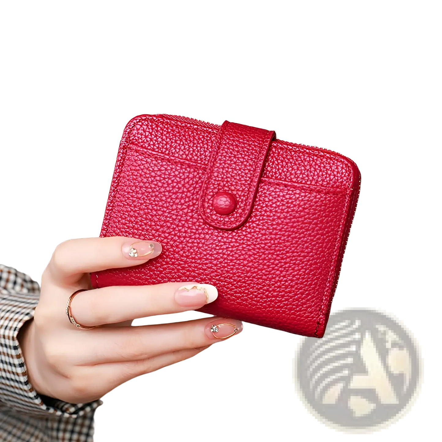 Leather Mini Organ Wallet with Button Closure