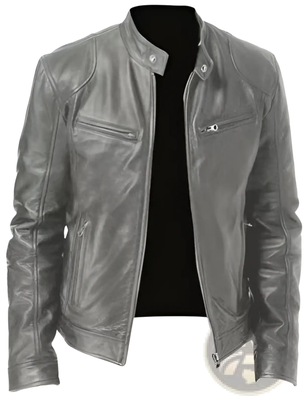 Leather Motorcycle Jacket Slim Fit Zipper Cardigan