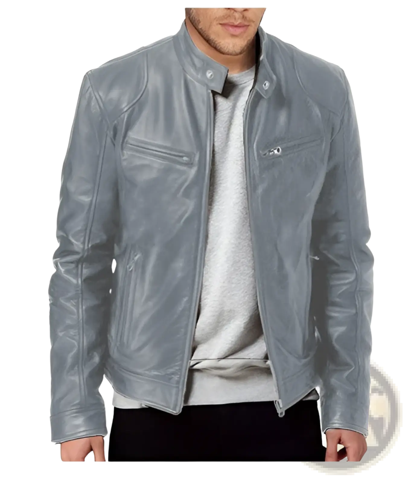 Leather Motorcycle Jacket Slim Fit Zipper Cardigan