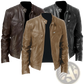 Leather Motorcycle Jacket Slim Fit Zipper Cardigan