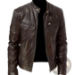Leather Motorcycle Jacket Slim Fit Zipper Cardigan
