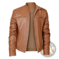 Leather Motorcycle Jacket Slim Fit Zipper Cardigan