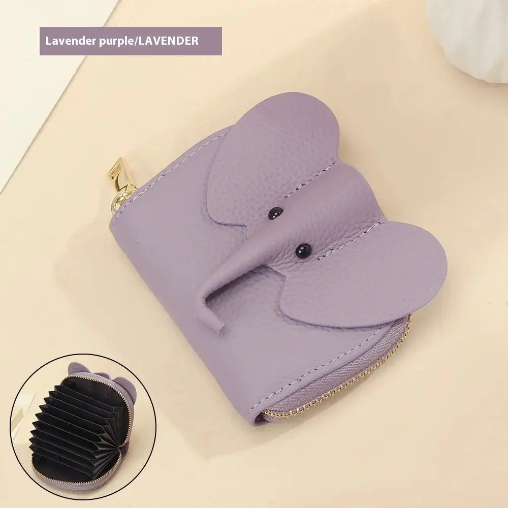 Elephant Leather Accordion Card Holder Wallet