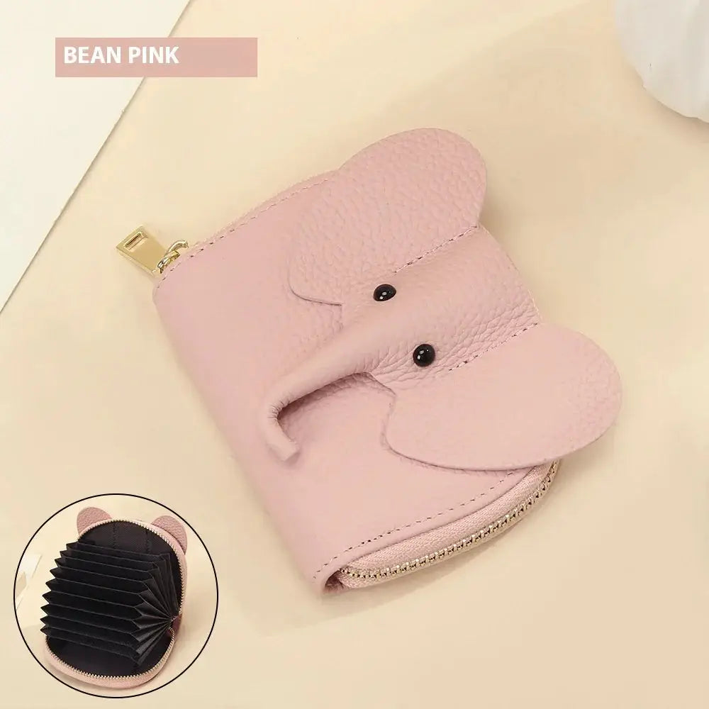 Elephant Leather Accordion Card Holder Wallet