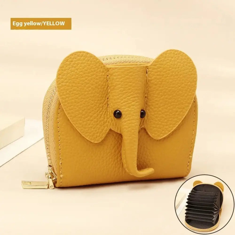 Elephant Leather Accordion Card Holder Wallet