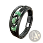 Leather Rope Bracelet with Natural Stone Beads and Magnetic Clasp