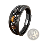 Leather Rope Bracelet with Natural Stone Beads and Magnetic Clasp