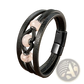 Leather Rope Bracelet with Natural Stone Beads and Magnetic Clasp