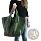 Leather Tote Bag Large Capacity Soft Slouchy Shoulder Bag