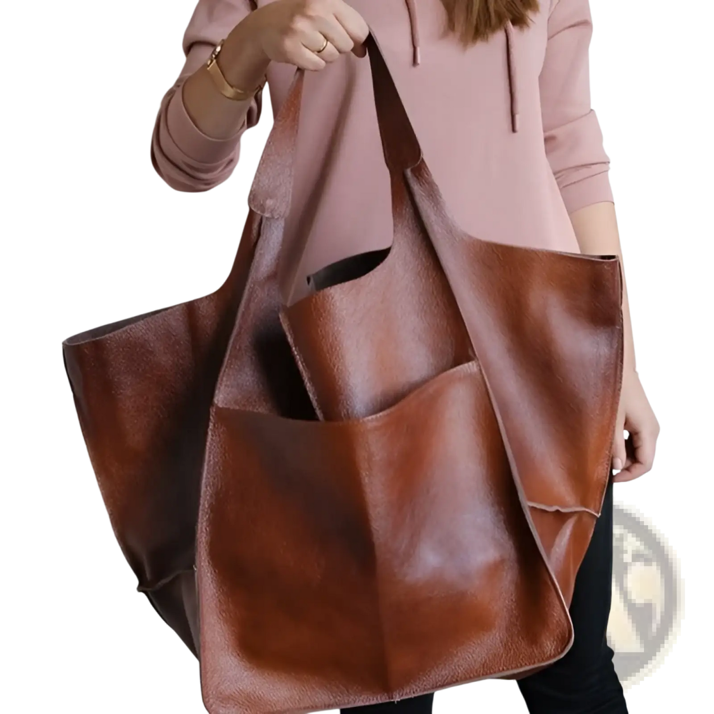 Leather Tote Bag Large Capacity Soft Slouchy Shoulder Bag