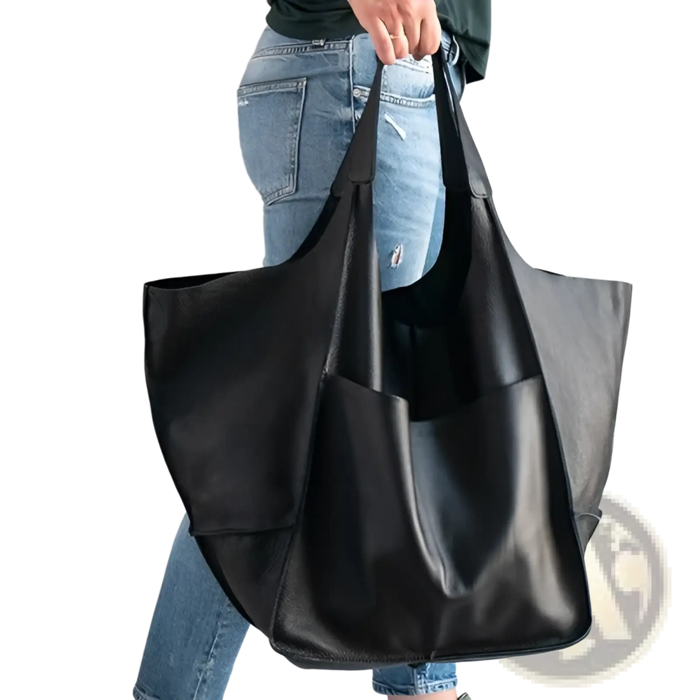 Leather Tote Bag Large Capacity Soft Slouchy Shoulder Bag