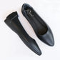 Women's Pointed Toe Black Leather Professional Work Flats