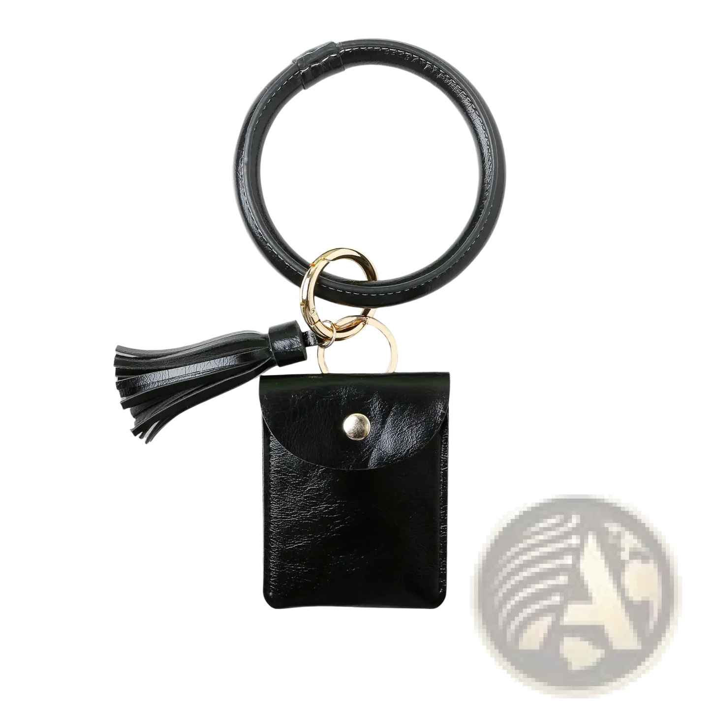Leather Wristlet Keychain Card Holder with Tassel