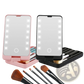 Led Makeup Mirror with Folding Brush Set Case