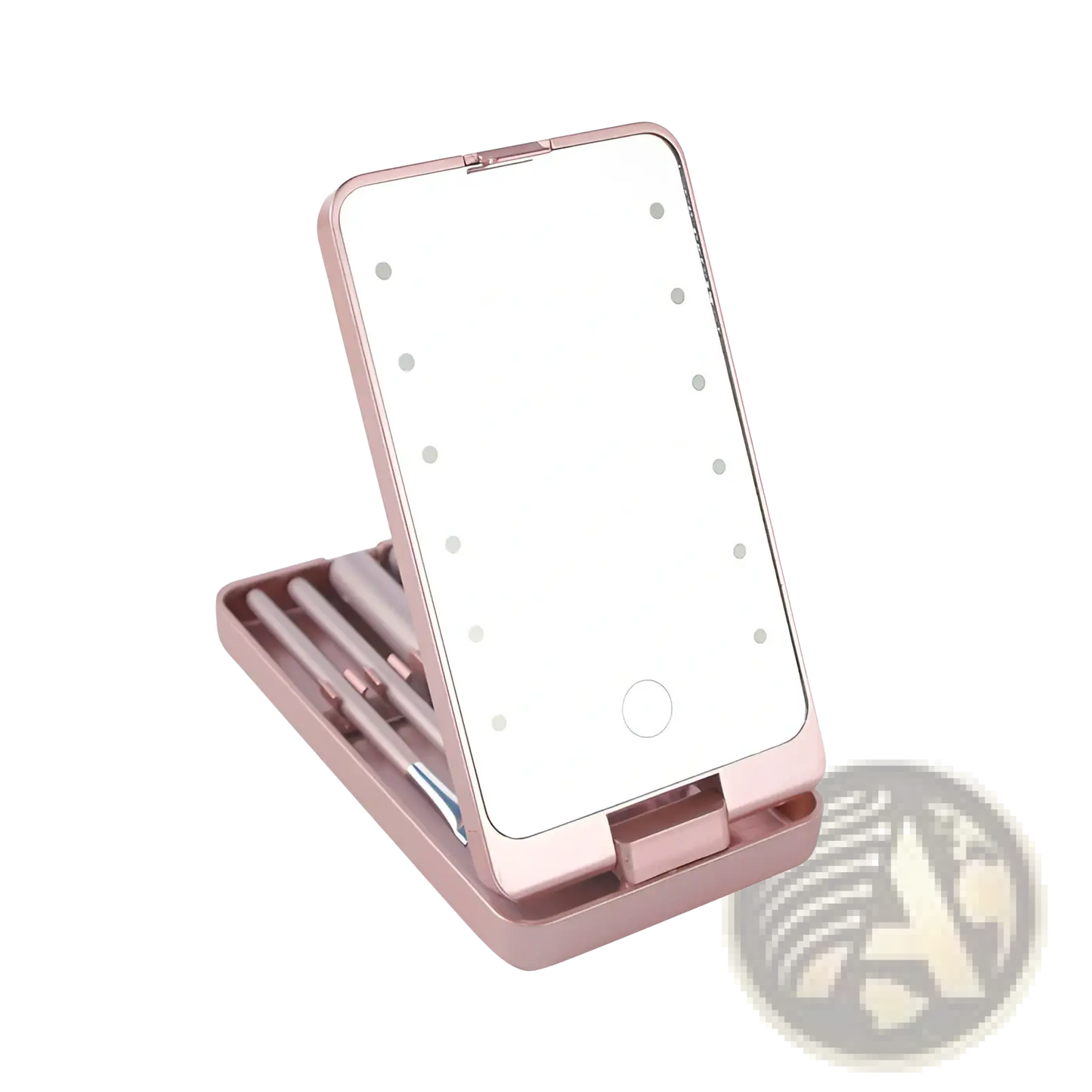Led Makeup Mirror with Folding Brush Set Case