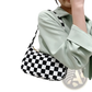 Leopard Print and Checkered Nylon Underarm Bag