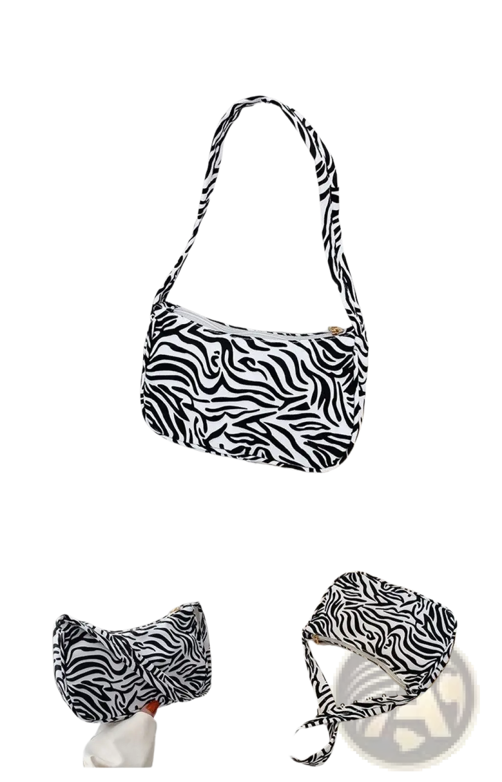 Leopard Print and Checkered Nylon Underarm Bag