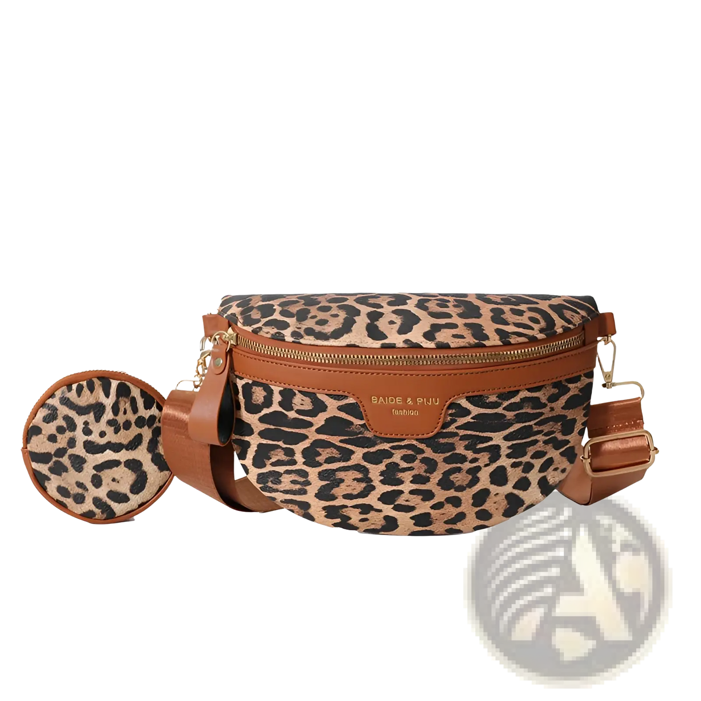 Leopard Print Waist Bag with Coin Pouch and Leather Trim